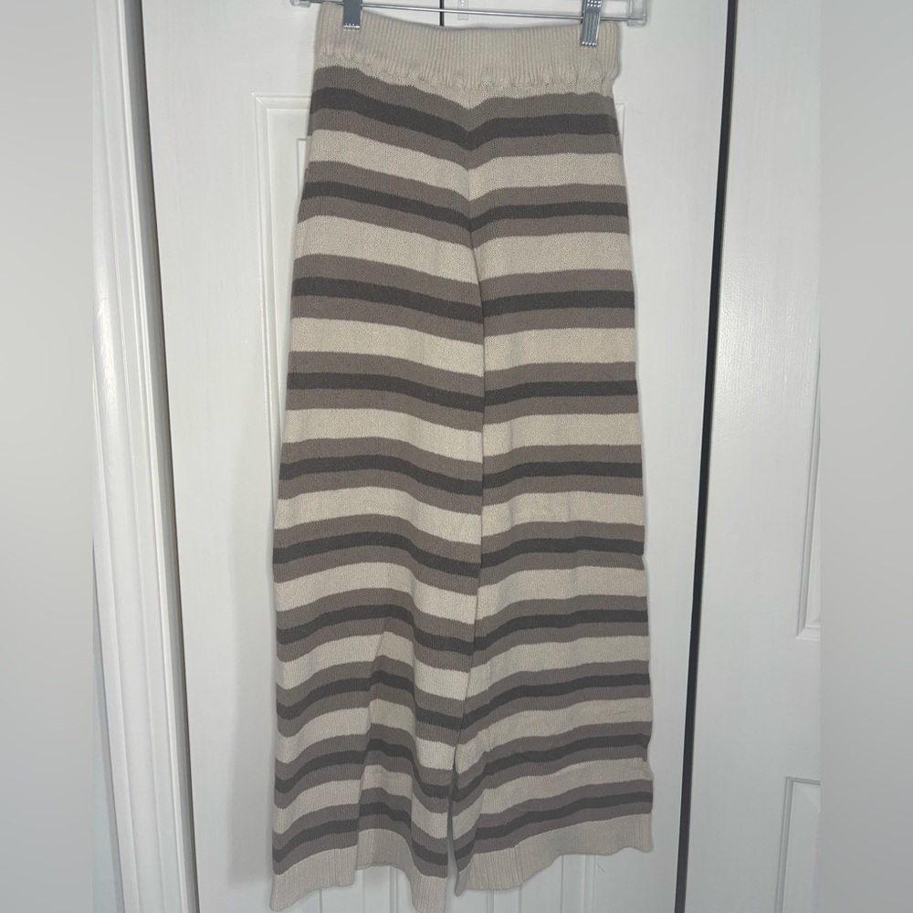Striped Cream and Brown Women's Pants